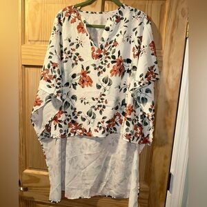 High-low Oversized Floral Blouse